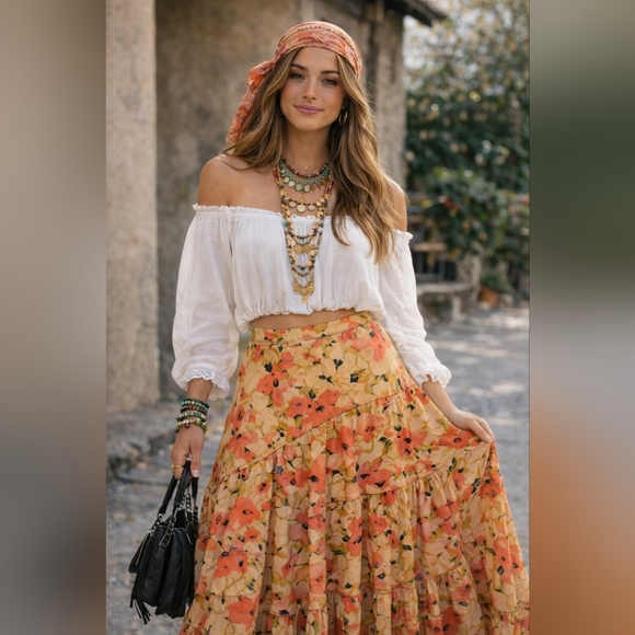 CMC Click Dresses & Skirts - CMC Click vintage Autumn Maxi Flare Skirt